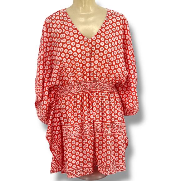 LINDSAY PHILLIPS 60's Inspired Poncho Top/Swim Cover M/L Coastal Hippie Festival - Picture 1 of 6